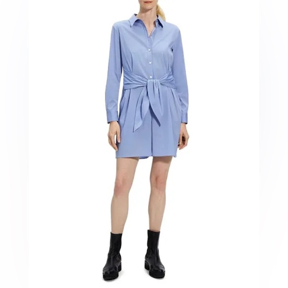 Theory Tie Waist Romper Good Cotton NWT 6